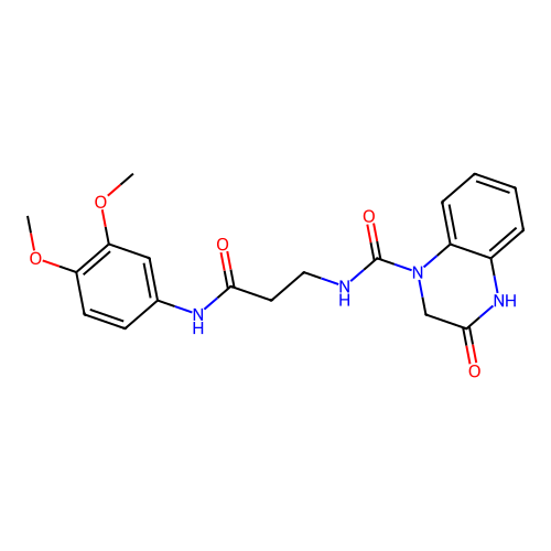 N-[3-(3,4-dimethoxyanilino)-3-oxopropyl]-3-oxo-2,4-dihydroquinoxaline-1-carboxamide structure