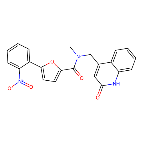 N-[(2-hydroxyquinolin-4-yl)methyl]-N-methyl-5-(2-nitrophenyl)furan-2-carboxamide structure