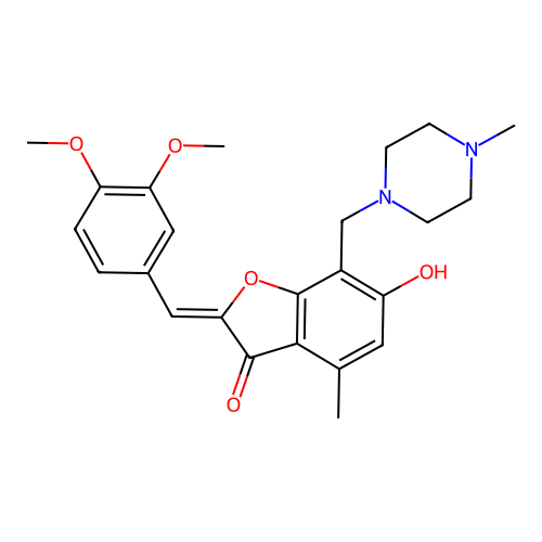 (Z)-2-(3,4-dimethoxybenzylidene)-6-hydroxy-4-methyl-7-((4-methylpiperazin-1-yl)methyl)benzofuran-3(2H)-one structure