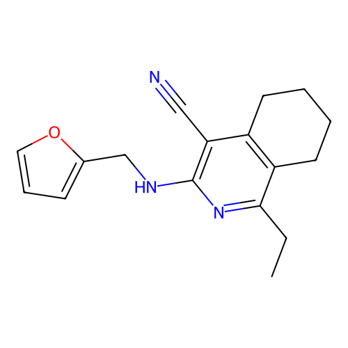 1-ethyl-3-((furan-2-ylmethyl)amino)-5,6,7,8-tetrahydroisoquinoline-4-carbonitrile structure