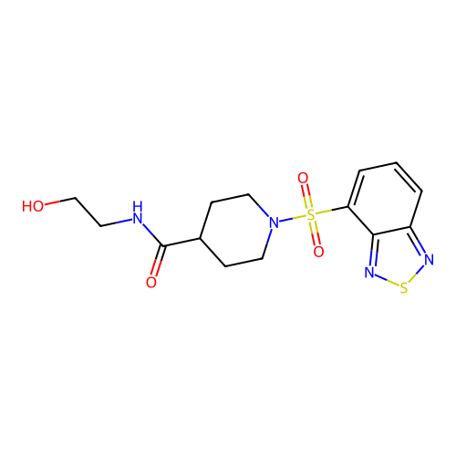 1-(2,1,3-benzothiadiazol-4-ylsulfonyl)-N-(2-hydroxyethyl)piperidine-4-carboxamide structure
