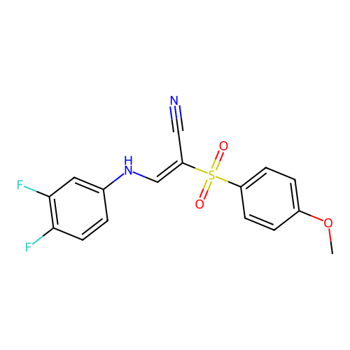 (E)-3-(3,4-difluoroanilino)-2-(4-methoxyphenyl)sulfonylprop-2-enenitrile structure