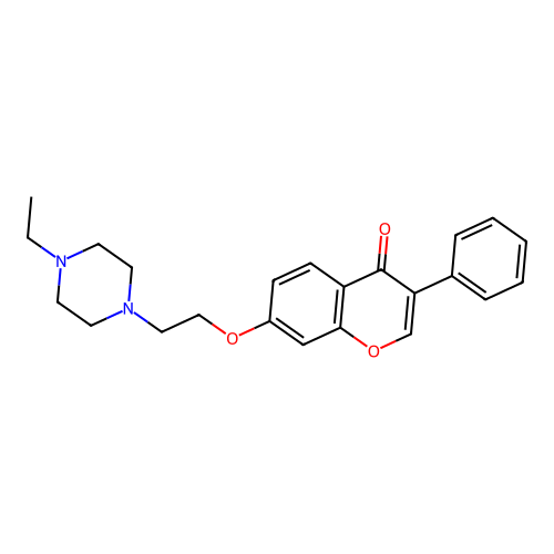 7-(2-(4-ethylpiperazin-1-yl)ethoxy)-3-phenyl-4H-chromen-4-one structure