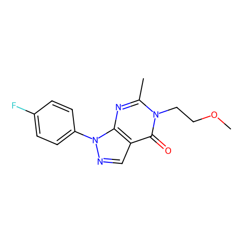 1-(4-fluorophenyl)-5-(2-methoxyethyl)-6-methyl-1H-pyrazolo[3,4-d]pyrimidin-4(5H)-one structure
