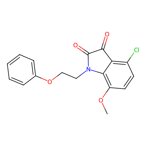 4-chloro-7-methoxy-1-(2-phenoxyethyl)-1H-indole-2,3-dione structure
