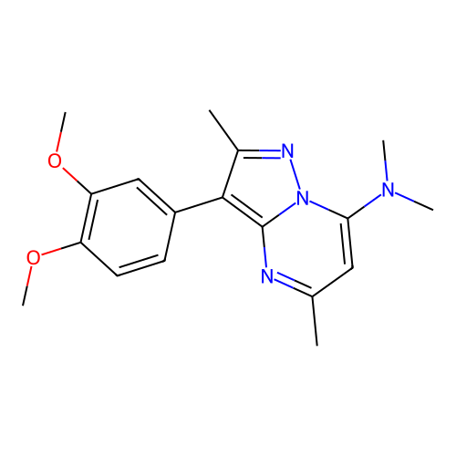 3-(3,4-dimethoxyphenyl)-N,N,2,5-tetramethylpyrazolo[1,5-a]pyrimidin-7-amine structure