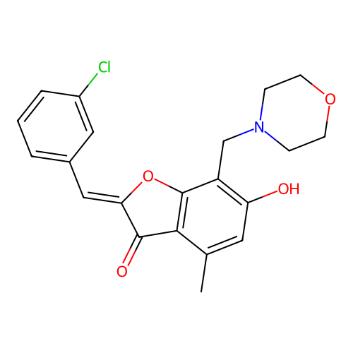 (Z)-2-(3-chlorobenzylidene)-6-hydroxy-4-methyl-7-(morpholinomethyl)benzofuran-3(2H)-one structure