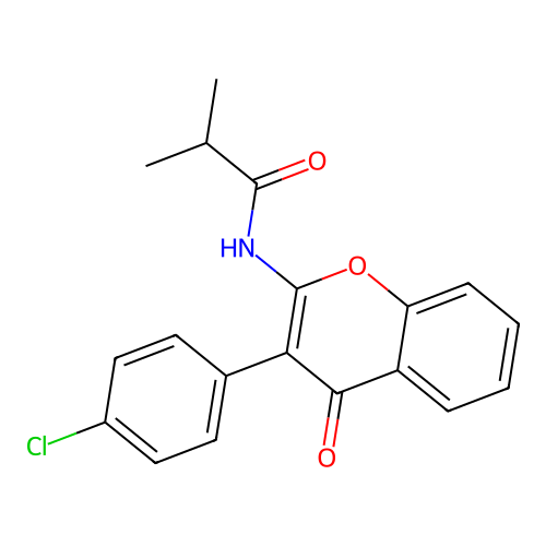 N-(3-(4-chlorophenyl)-4-oxo-4H-chromen-2-yl)isobutyramide structure