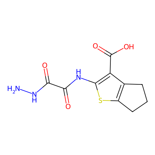 2-(2-hydrazinyl-2-oxoacetamido)-5,6-dihydro-4H-cyclopenta[b]thiophene-3-carboxylic acid structure