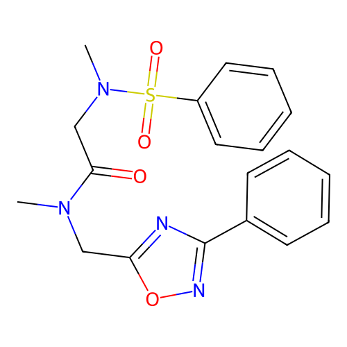 N-methyl-2-(N-methylphenylsulfonamido)-N-((3-phenyl-1,2,4-oxadiazol-5-yl)methyl)acetamide structure