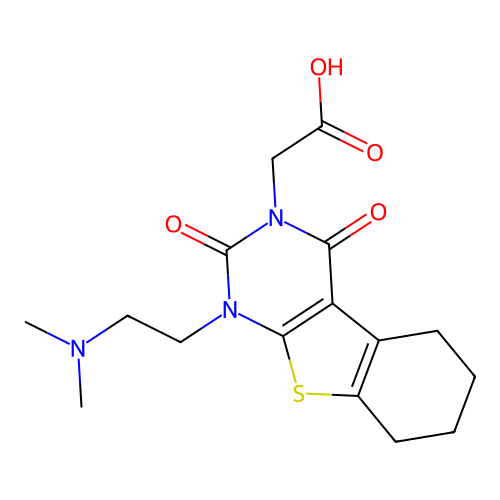 2-(1-(2-(dimethylamino)ethyl)-2,4-dioxo-1,2,5,6,7,8-hexahydrobenzo[4,5]thieno[2,3-d]pyrimidin-3(4H)-yl)acetic acid structure