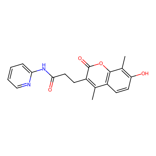 3-(7-hydroxy-4,8-dimethyl-2-oxo-2H-chromen-3-yl)-N-(pyridin-2-yl)propanamide structure