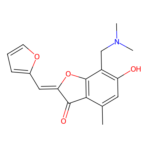 (Z)-7-((dimethylamino)methyl)-2-(furan-2-ylmethylene)-6-hydroxy-4-methylbenzofuran-3(2H)-one structure