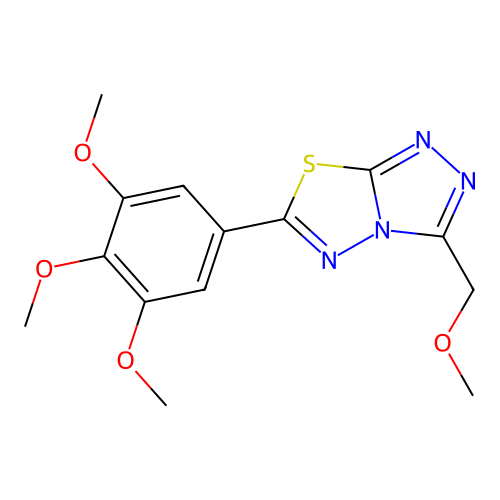 3-(methoxymethyl)-6-(3,4,5-trimethoxyphenyl)-[1,2,4]triazolo[3,4-b][1,3,4]thiadiazole structure