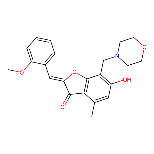 (Z)-6-hydroxy-2-(2-methoxybenzylidene)-4-methyl-7-(morpholinomethyl)benzofuran-3(2H)-one structure