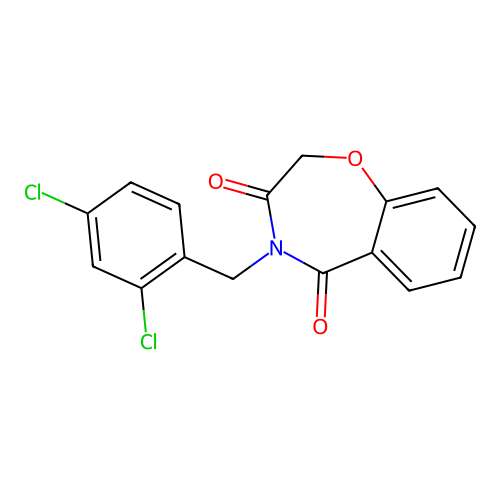 4-(2,4-dichlorobenzyl)-1,4-benzoxazepine-3,5(2H,4H)-dione structure