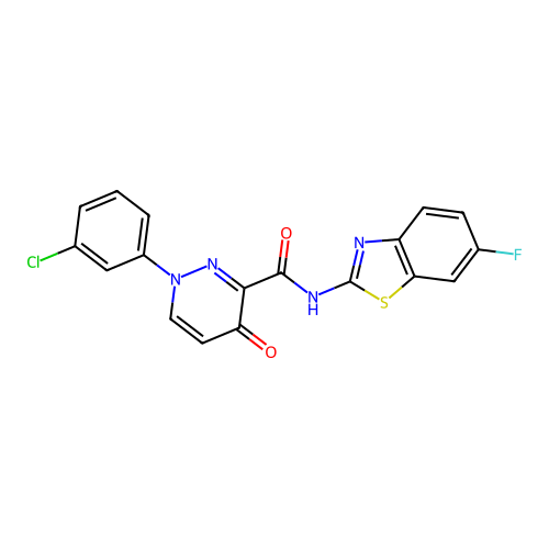 1-(3-chlorophenyl)-N-(6-fluoro-1,3-benzothiazol-2-yl)-4-oxo-1,4-dihydropyridazine-3-carboxamide structure