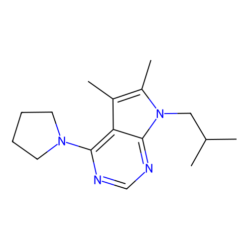 5,6-dimethyl-7-(2-methylpropyl)-4-(pyrrolidin-1-yl)-7H-pyrrolo[2,3-d]pyrimidine structure