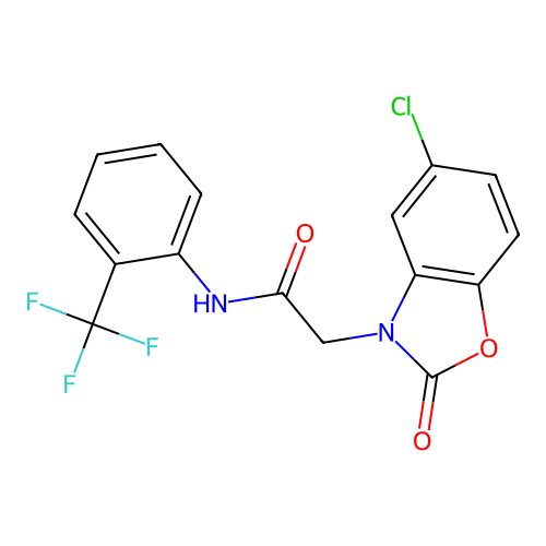 2-(5-chloro-2-oxobenzo[d]oxazol-3(2H)-yl)-N-(2-(trifluoromethyl)phenyl)acetamide structure