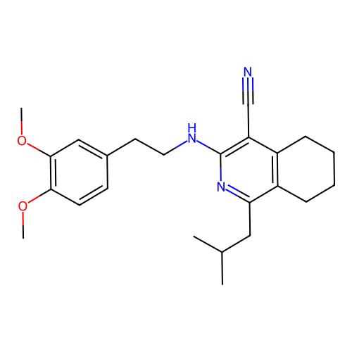3-((3,4-dimethoxyphenethyl)amino)-1-isobutyl-5,6,7,8-tetrahydroisoquinoline-4-carbonitrile structure