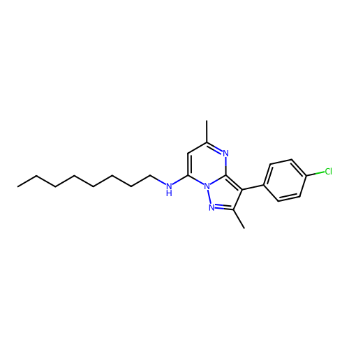3-(4-chlorophenyl)-2,5-dimethyl-N-octylpyrazolo[1,5-a]pyrimidin-7-amine structure