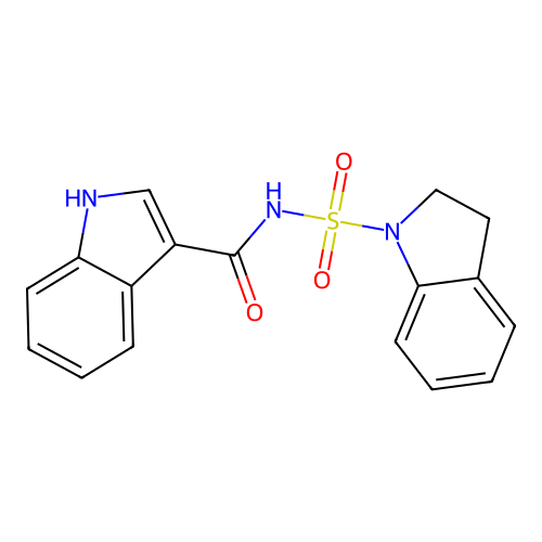 N-(2,3-dihydroindol-1-ylsulfonyl)-1H-indole-3-carboxamide structure