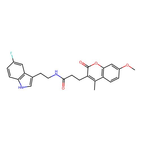 N-(2-(5-fluoro-1H-indol-3-yl)ethyl)-3-(7-methoxy-4-methyl-2-oxo-2H-chromen-3-yl)propanamide structure