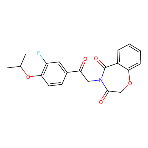 4-(2-(3-fluoro-4-isopropoxyphenyl)-2-oxoethyl)benzo[f][1,4]oxazepine-3,5(2H,4H)-dione structure