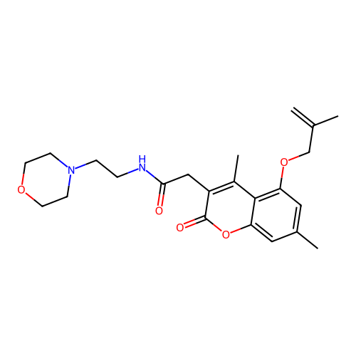 2-(4,7-dimethyl-5-((2-methylallyl)oxy)-2-oxo-2H-chromen-3-yl)-N-(2-morpholinoethyl)acetamide structure
