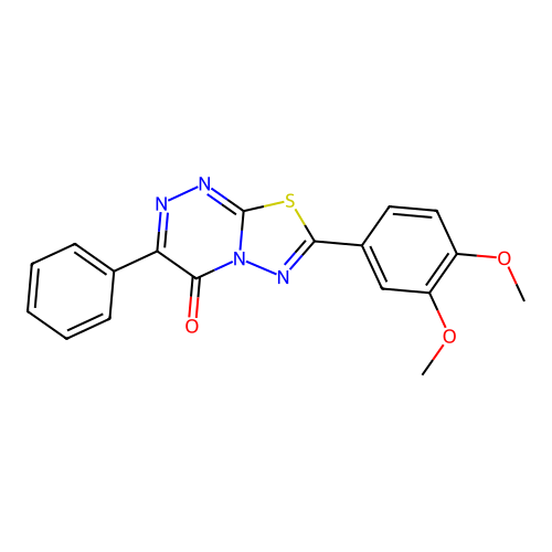 7-(3,4-dimethoxyphenyl)-3-phenyl-4H-[1,3,4]thiadiazolo[2,3-c][1,2,4]triazin-4-one structure