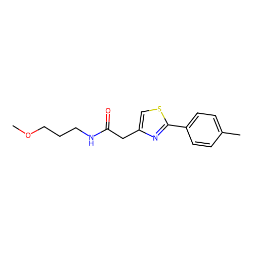 N-(3-methoxypropyl)-2-[2-(4-methylphenyl)-1,3-thiazol-4-yl]acetamide structure