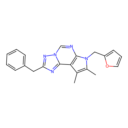 2-benzyl-7-(furan-2-ylmethyl)-8,9-dimethyl-7H-pyrrolo[3,2-e][1,2,4]triazolo[1,5-c]pyrimidine structure