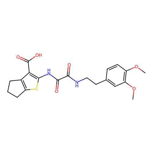 2-(2-((3,4-dimethoxyphenethyl)amino)-2-oxoacetamido)-5,6-dihydro-4H-cyclopenta[b]thiophene-3-carboxylic acid structure