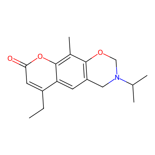 6-ethyl-3-isopropyl-10-methyl-3,4-dihydrochromeno[6,7-e][1,3]oxazin-8(2H)-one structure