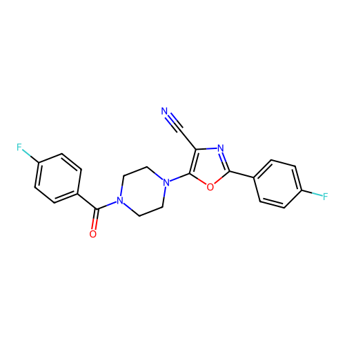 5-(4-(4-Fluorobenzoyl)piperazin-1-yl)-2-(4-fluorophenyl)oxazole-4-carbonitrile structure