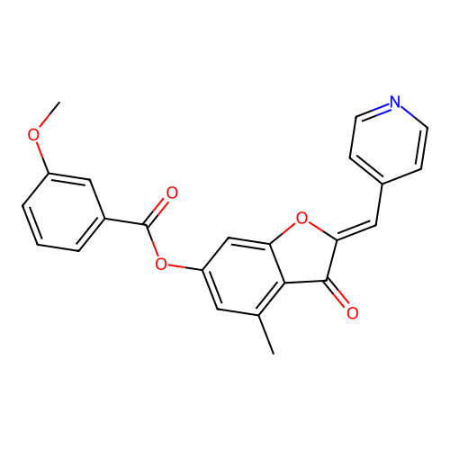 (Z)-4-methyl-3-oxo-2-(pyridin-4-ylmethylene)-2,3-dihydrobenzofuran-6-yl 3-methoxybenzoate structure