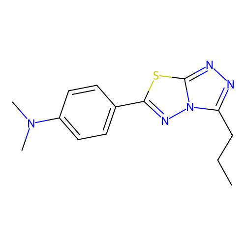 N,N-dimethyl-4-(3-propyl[1,2,4]triazolo[3,4-b][1,3,4]thiadiazol-6-yl)aniline structure