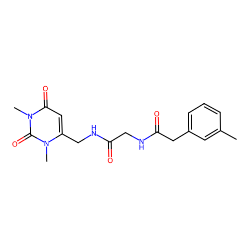 N-((1,3-dimethyl-2,6-dioxo-1,2,3,6-tetrahydropyrimidin-4-yl)methyl)-2-(2-(m-tolyl)acetamido)acetamide structure