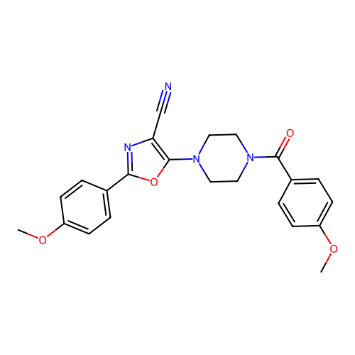 5-(4-(4-Methoxybenzoyl)piperazin-1-yl)-2-(4-methoxyphenyl)oxazole-4-carbonitrile structure