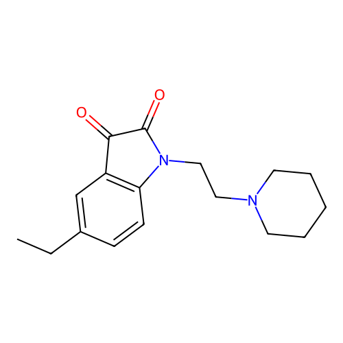 5-ethyl-1-[2-(piperidin-1-yl)ethyl]-1H-indole-2,3-dione structure