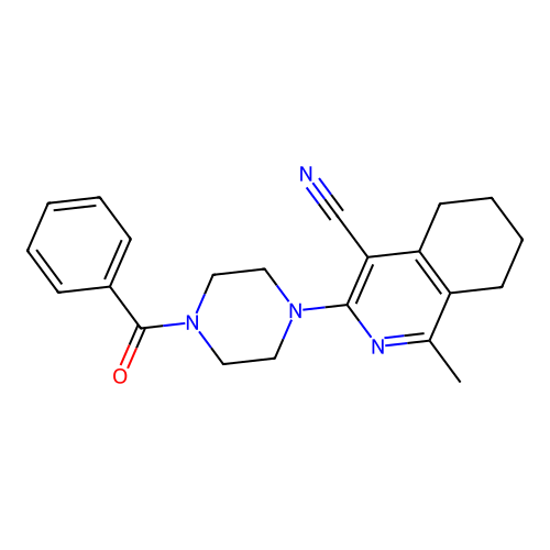 3-(4-benzoylpiperazin-1-yl)-1-methyl-5,6,7,8-tetrahydroisoquinoline-4-carbonitrile structure