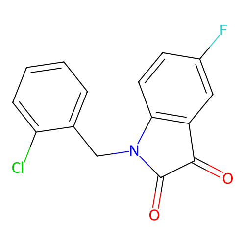 1-(2-chlorobenzyl)-5-fluoro-1H-indole-2,3-dione structure