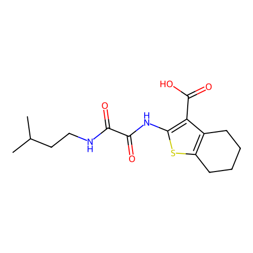 2-[(3-methylbutylcarbamoylformyl)amino]-4,5,6,7-tetrahydrobenzothiophene-3-carboxylic Acid structure