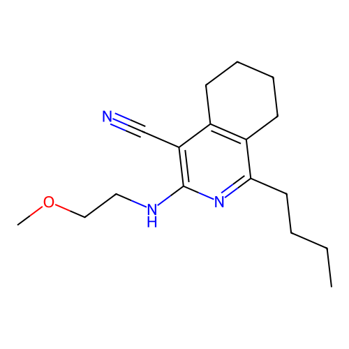 1-Butyl-3-((2-methoxyethyl)amino)-5,6,7,8-tetrahydroisoquinoline-4-carbonitrile structure