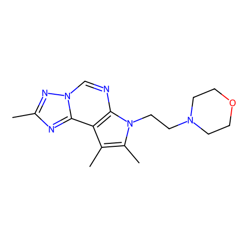 2,8,9-trimethyl-7-[2-(morpholin-4-yl)ethyl]-7H-pyrrolo[3,2-e][1,2,4]triazolo[1,5-c]pyrimidine structure