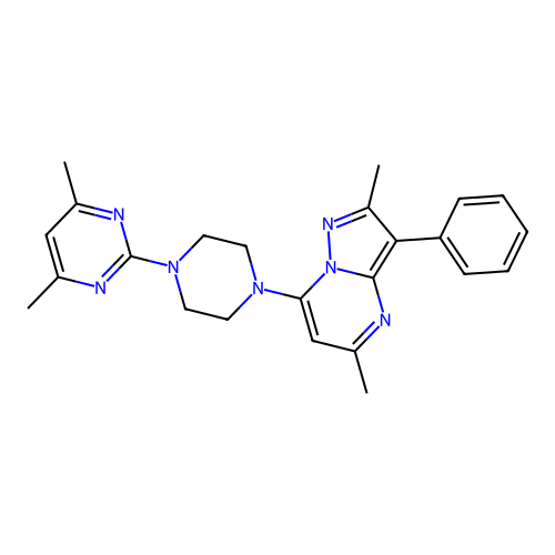 7-[4-(4,6-dimethylpyrimidin-2-yl)piperazin-1-yl]-2,5-dimethyl-3-phenylpyrazolo[1,5-a]pyrimidine structure