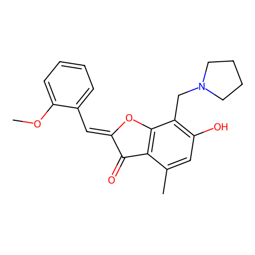 (Z)-6-hydroxy-2-(2-methoxybenzylidene)-4-methyl-7-(pyrrolidin-1-ylmethyl)benzofuran-3(2H)-one structure