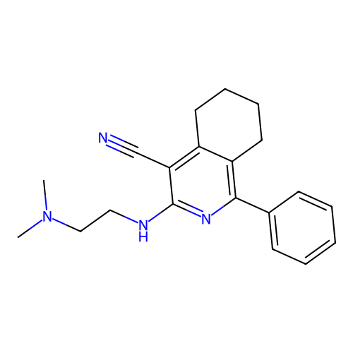3-(2-dimethylaminoethylamino)-1-phenyl-5,6,7,8-tetrahydroisoquinoline-4-carbonitrile structure