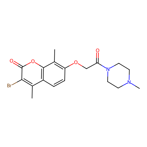 3-bromo-4,8-dimethyl-7-[2-(4-methylpiperazino)-2-oxoethoxy]-2H-chromen-2-one structure