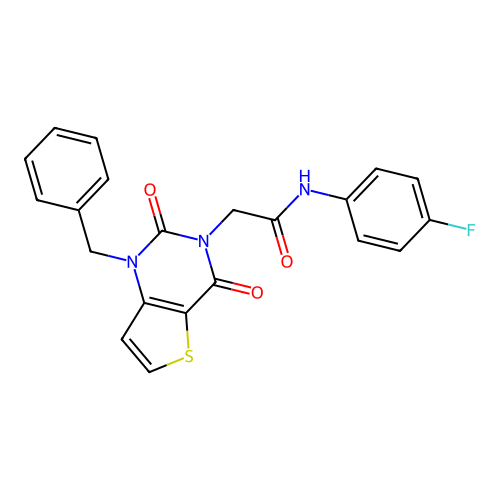 2-(1-benzyl-2,4-dioxo-1,2-dihydrothieno[3,2-d]pyrimidin-3(4H)-yl)-N-(4-fluorophenyl)acetamide structure